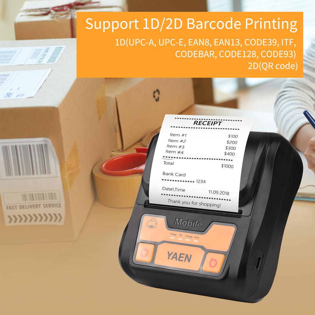 Portable BT Label Maker Wireless 80mm Thermal Receipt Printer BT Connection Use with APP Compatible