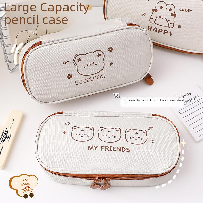 Пенал для девочек из холста большой емкости для учеников средней школы в простом стиле Ins