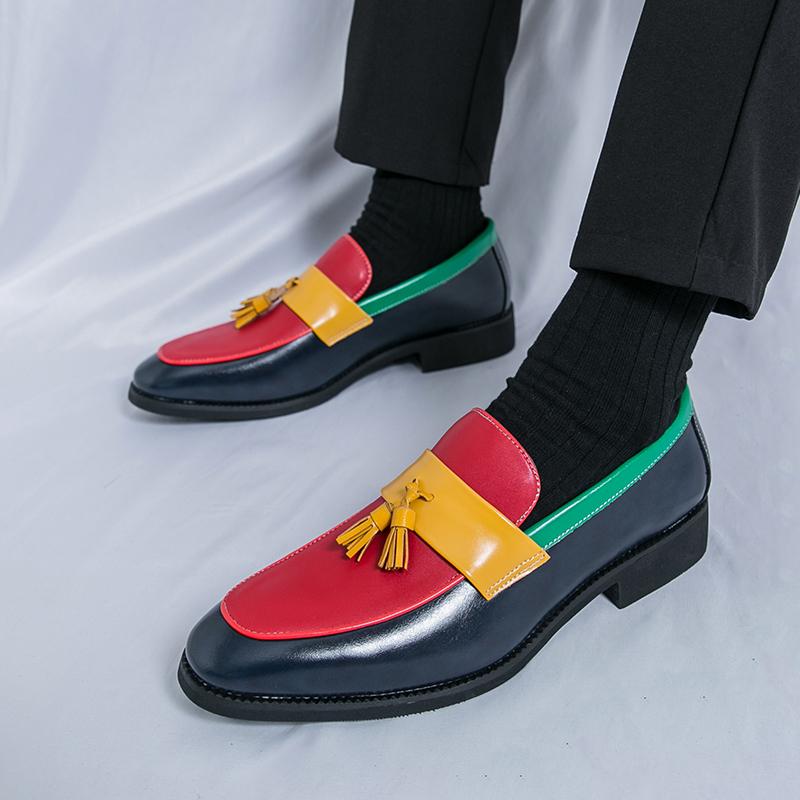 Fashion Fashion Color Block Casual Shoes Leather Men Classic Tassel Loafers Shoes Moccasins Brand Men Comfortable Business Affairs Shoes