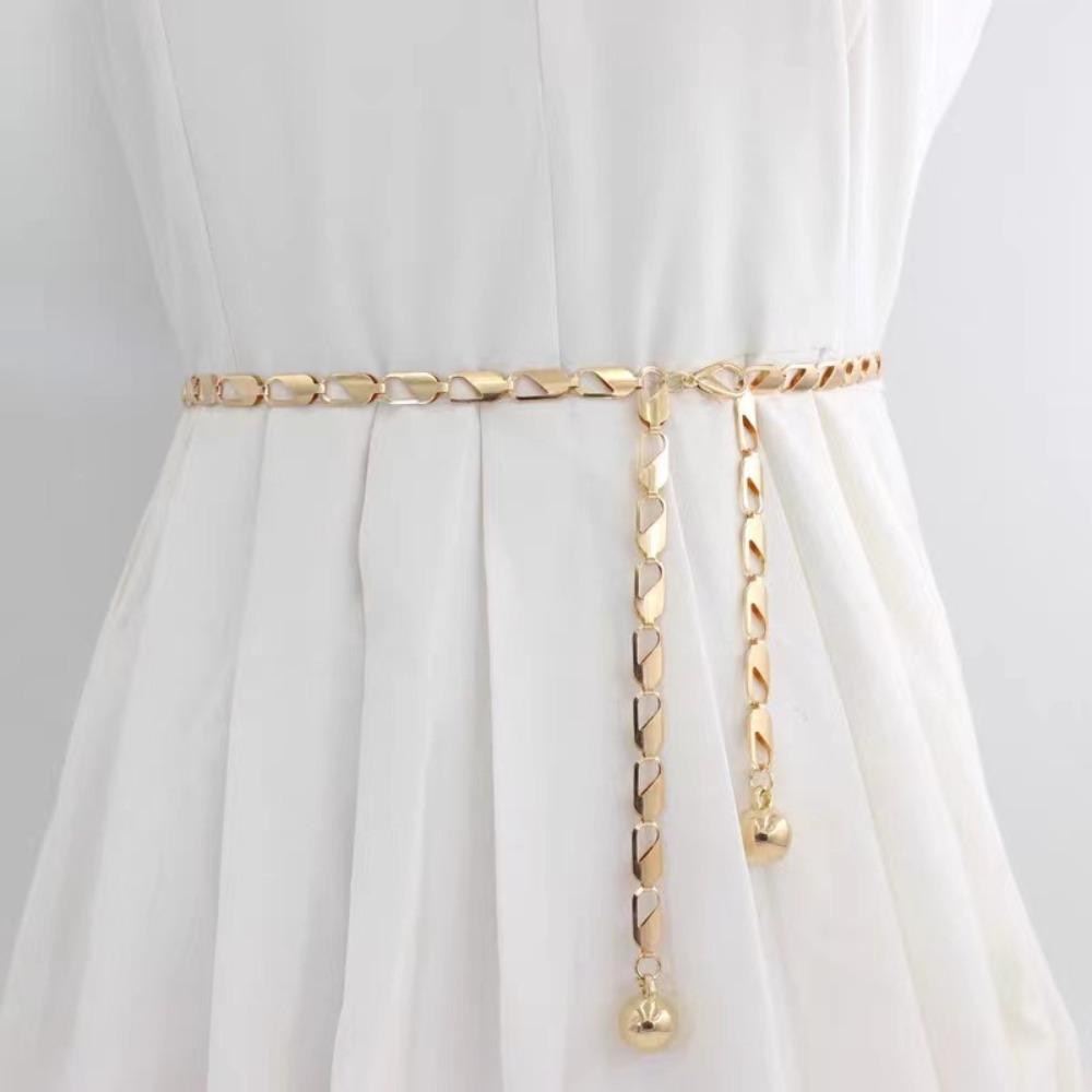 Metal Waist Chain Gold Sliver Color Belt Decoration Versatile Thin Belt Waistband Dress Skirt