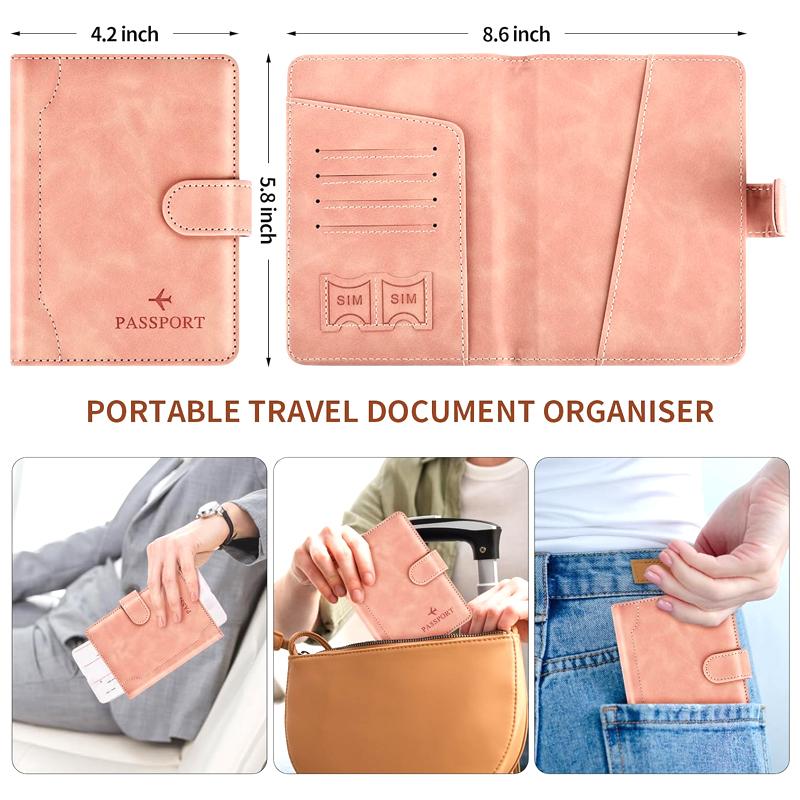 Светло-коричневый держатель для карт для путешествий, чехол для паспорта, кошелек, чехол для женщин и мужчин, семейный протектор для паспорта с блокировкой RFID