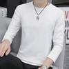 Мужская повседневная однотонная футболка с длинным рукавом - мода на осень и весну