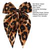 Women Hair Pin Bowknot Decor Leopard Print Satin Ribbon Bow Hair Barrette Large Bow Clip Hair Accessories