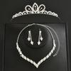 Bridal Tiara Crown Three-Piece Luxury Atmospheric Wedding Jewelry Set Premium Necklace Earrings Crown