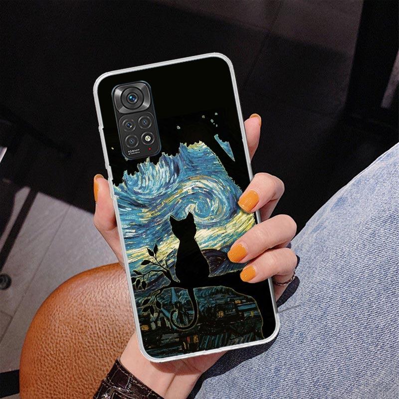 Черный кот Мультяшный Милый Чехол для Телефона Для Xiaomi Redmi Note 15 14 13 12S 12 11 Pro Plus 14S 11S 11E 10 10S 11T 5G Персонализированный Чехол
