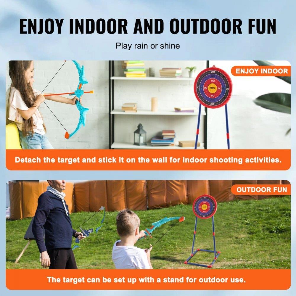 For Kids Bow and Arrow Set - 2 Pack Archery with 20 Suction Cup Arrows, Targets & Soft Bullets - Outdoor Toy for Ages 6+