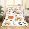 Thanksgiving Day Pumpkin King Queen Bedding Set Kids Cartoon Autumn Duvet Cover Fall Leaf Comforter Cover Polyester Quilt Cover
