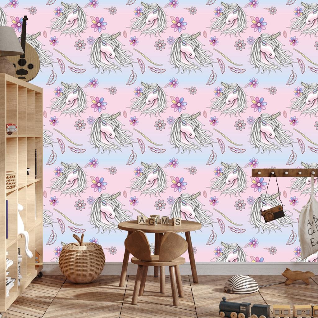 Beautiful colorful unicorns wallpaper for living room and bedroom 50x1000