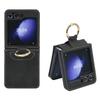 For Samsung Galaxy Z Flip5 5G Case Leather Coated PC Phone Cover with Ring Kickstand