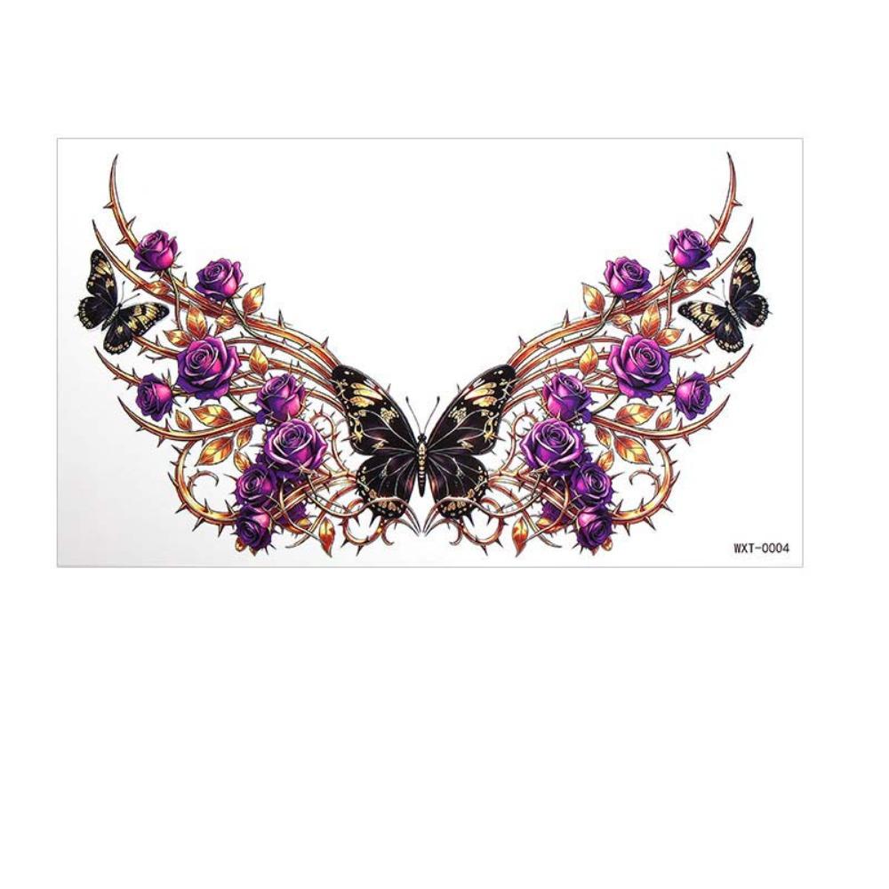 Crown Cross Wing Butterfly Flower Tattoo Stickers 3D Texture Instant Decals Chest Waist Clavicle