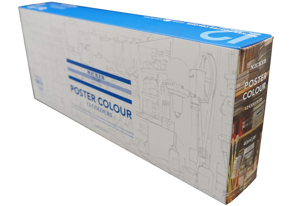 Краска акварельная Nicker цветная плакатная 12 цветов набор 40 мл PC40ML12N