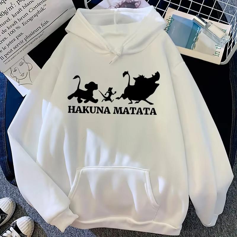 Hakuna Matata Funny Cartoon Simba Cute Anime Hoodie Women Harajuku Lion King Kawaii Manga Sweatshirt Graphic Hoodie Men