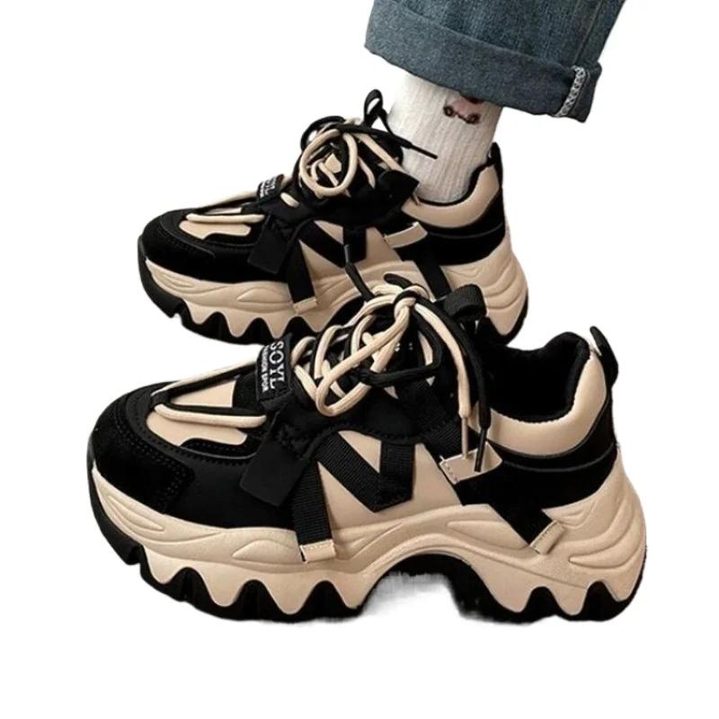 Модные женские кроссовки 2024 года, модные женские туфли на платформе для тенниса, дизайнерские кроссовки, новые толстые подошвы с розами, высокие, из ткани, на шнуровке