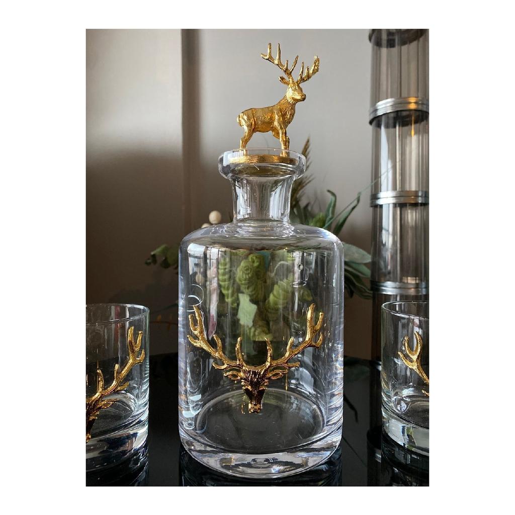 Bottle Decorative Deer Jug Carafe New Year's Presentation Gold Bottle With Deer Lid