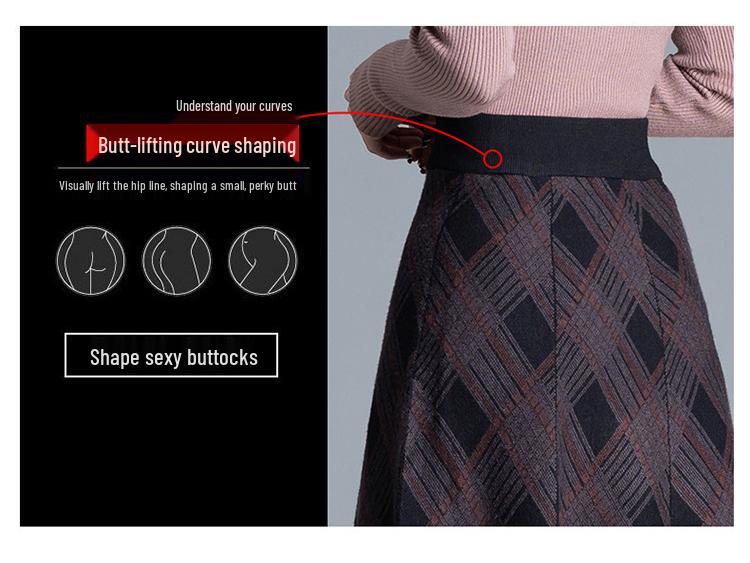 Клетчатая трикотажная миди-юбка А-силуэта с эластичной талией - Коллекция Осень 2025