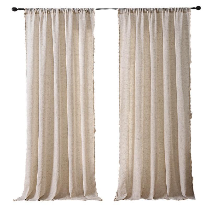 Blackout Curtains No Drilling Modern Simple Solid Color High-end Linen Style Rod Drapes