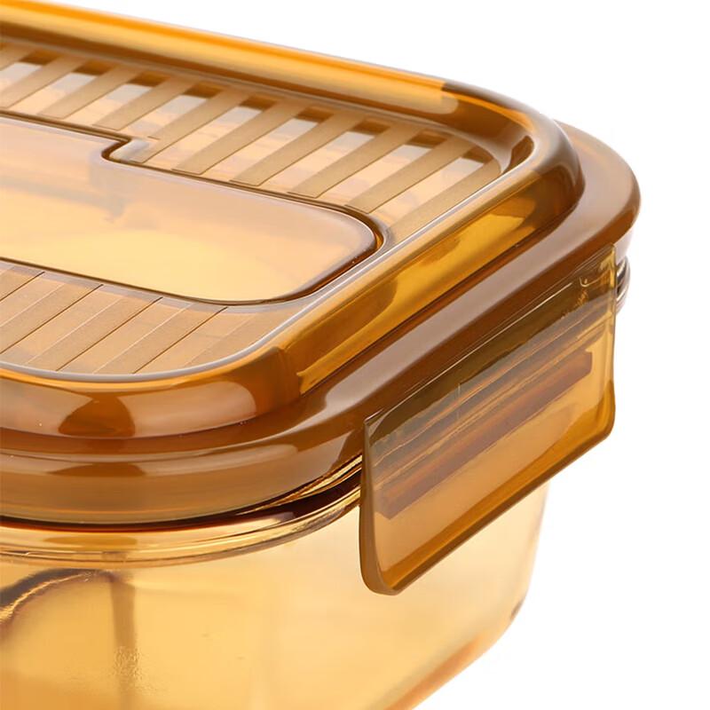 Lock&Lock Rectangular Amber Glass Food Storage Container