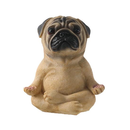 Meditating Dog Figurine Resin French Bulldog Statue Yoga Puppy Animal Sculpture Home Office Desktop Garden Decoration Ornament