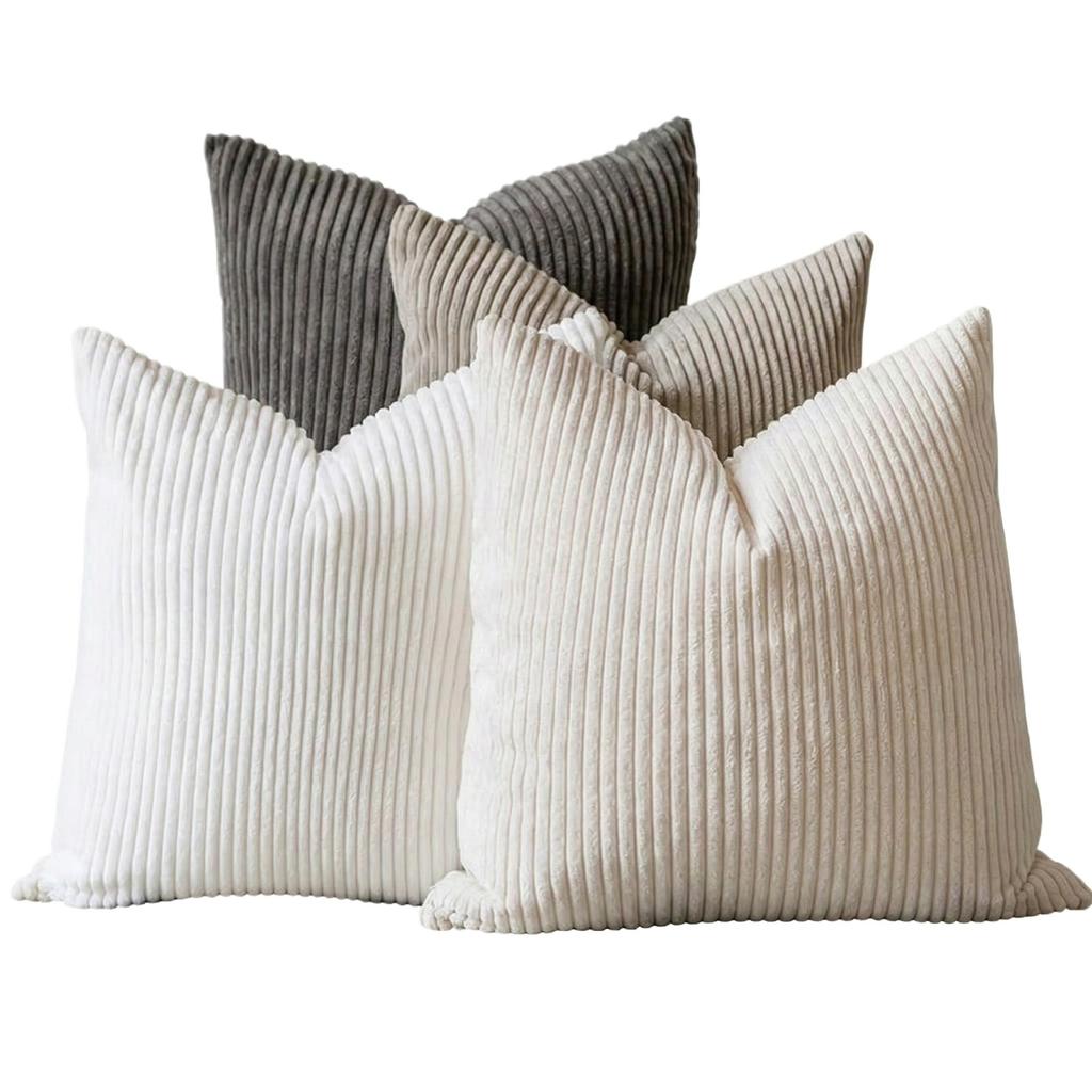 Fine Stripe Corduroy Throw Pillow Cover For Living Room Sofa