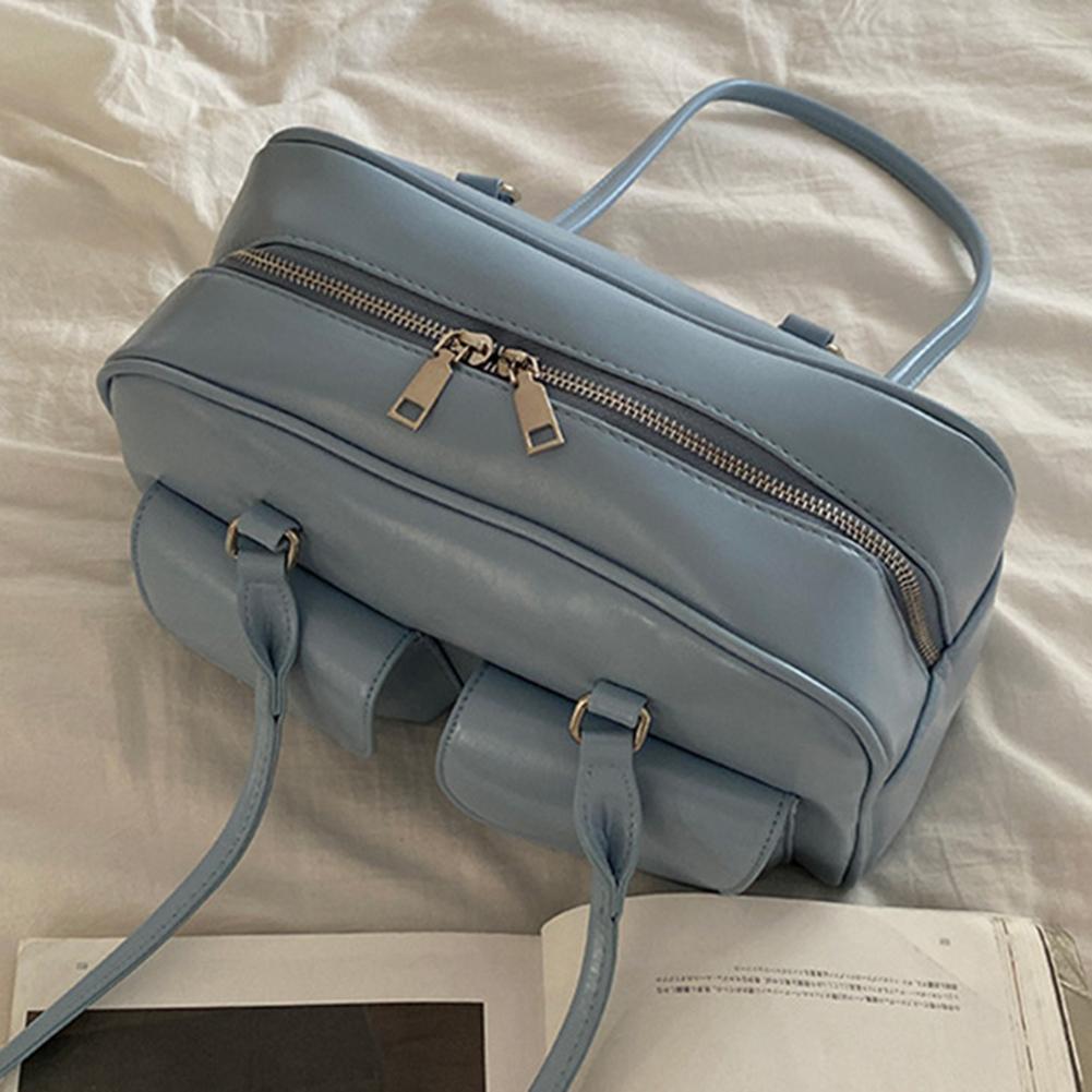 Женская сумка-хобо в стиле ретро из искусственной кожи, модная однотонная дизайнерская сумка для подмышек, повседневная сумка с двумя карманами для рук и подмышек