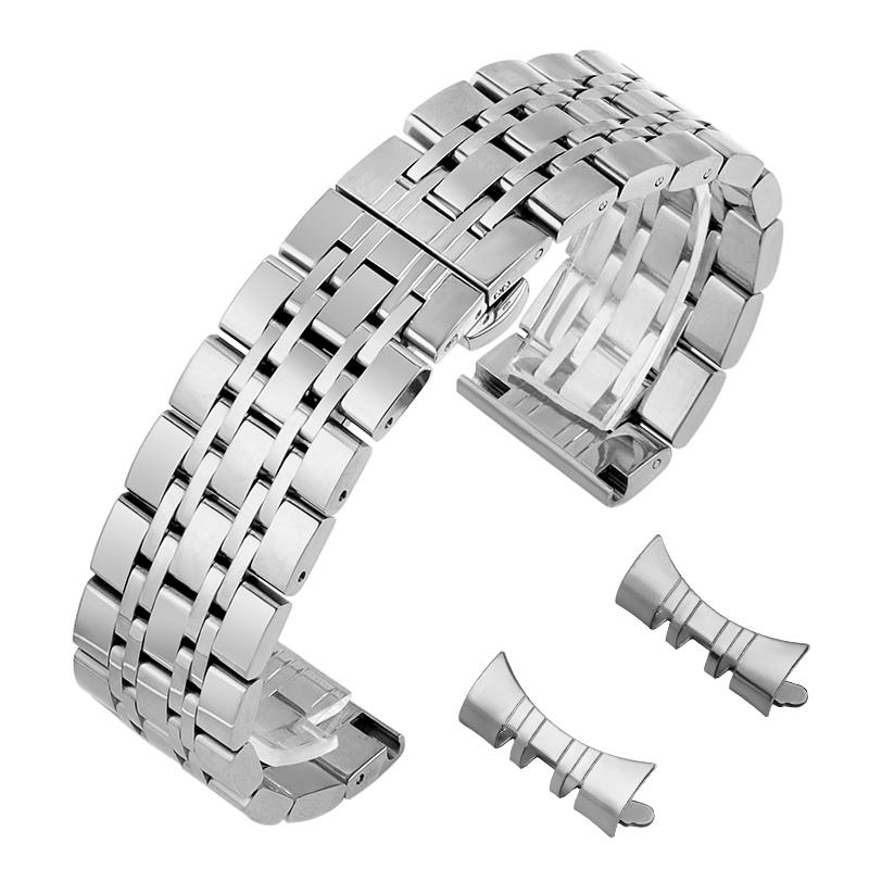 Изогнутые концы ремешки для часов из нержавеющей стали 22 мм 20 мм 18 мм 16 мм 14 мм браслет для мужчин женщин ремешки для часов застежка-бабочка ремешок для запястья