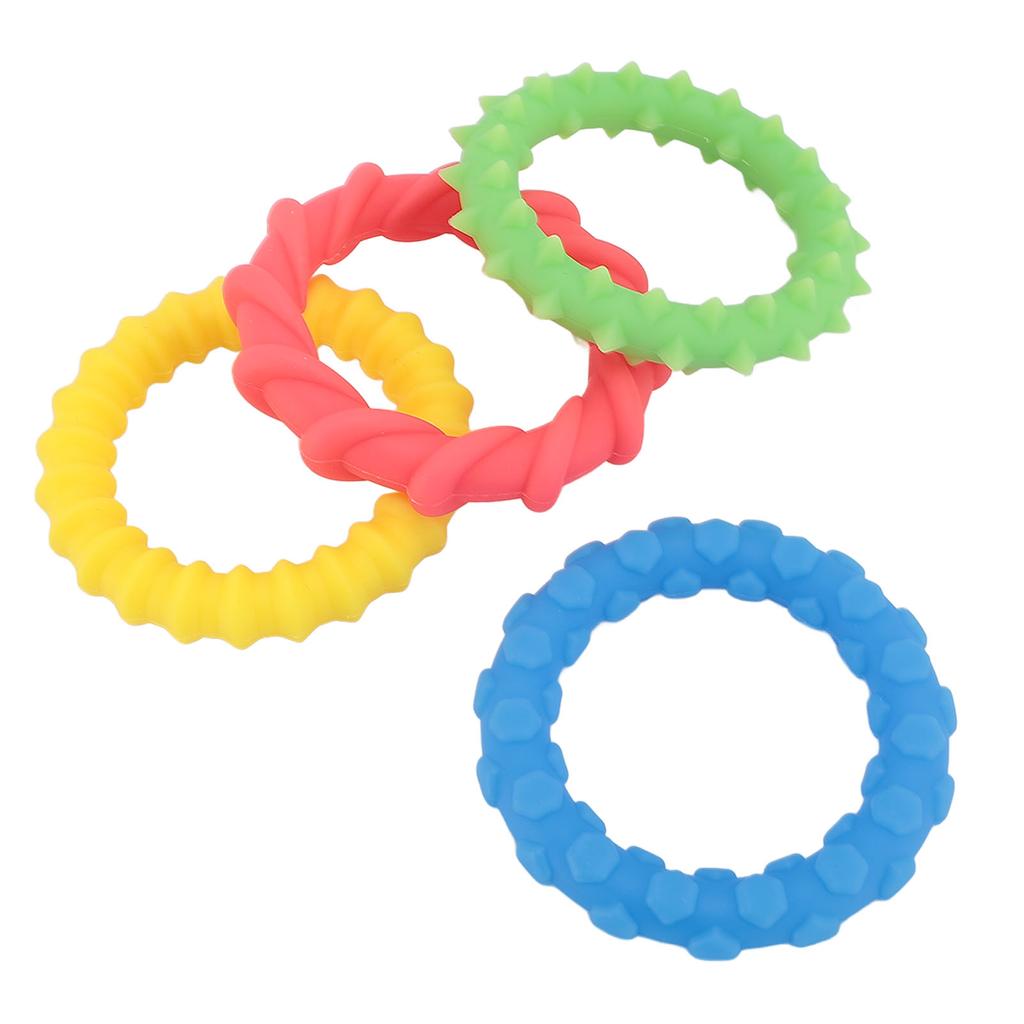 4 Pcs Kids Sensory Ring Toys Silicone Vibrant Colors Textured Skin Friendly Sensory Bracelets