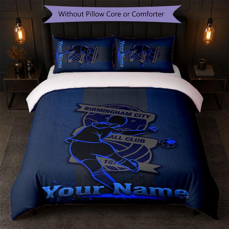 BIRMINGHAM CITY Football Custom Name Text Bedding Set 1 Duvet Cover+2 Pillowcases Soccer Logo Personalized Gift For Special Occasion Bedroom Decor