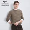 Men's Round Neck Gingham Jacquard Warm Wool Sweater
