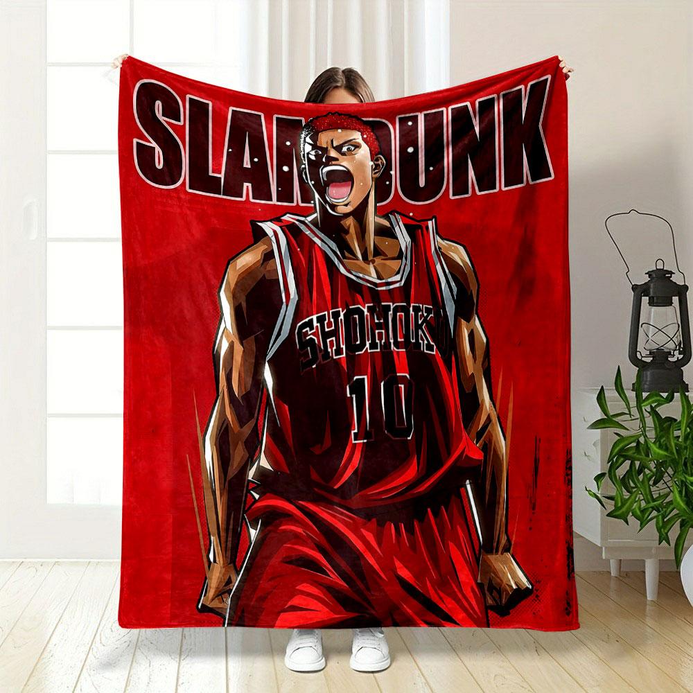 Slam Dunk Shohoku Basketball Art Patterned blanket, flannel, suitable for all seasons, home decor, warm and cozy