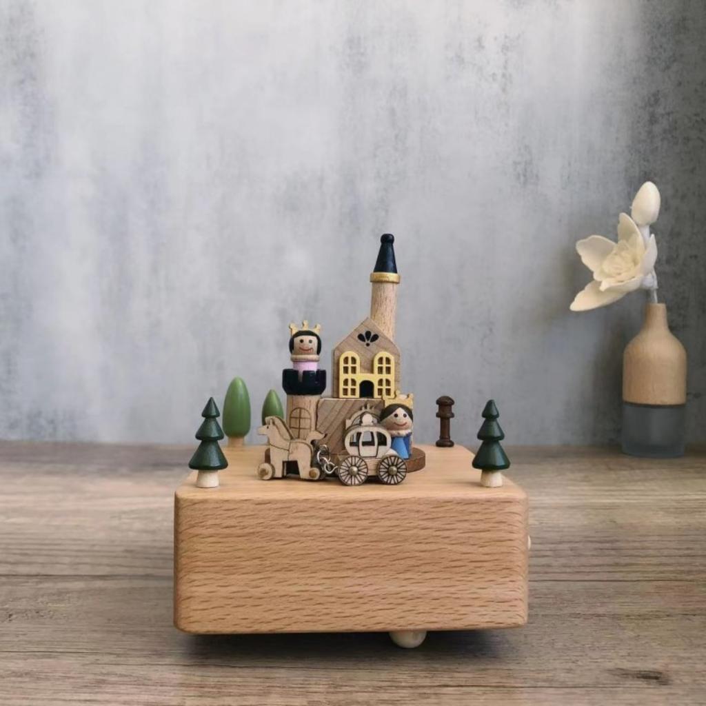 Handmade Wooden Rotating Music Box - Creative Christmas Gift, Desktop Decorative Craft with Musical Mechanism