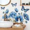 Fun-c12 Painted Romantic Blue Flowers Butterfly Bedroom Living Room Background Layout Wall Stickers
