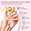 Makartt Набор для 3D-дизайна ногтей гелем и хромированной пудры: Набор: Гель для моделирования ногтей 15 г (без липкого слоя) для нейл-арта, 3D-моделирования и декора с металлическим хромированным порошком Ma
