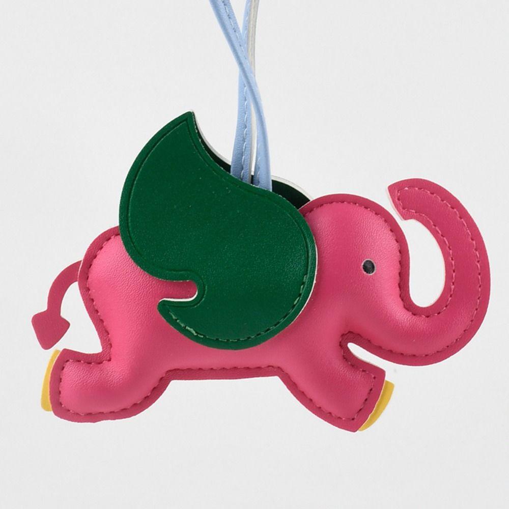 Animal PU Leather Hanger Car Keyring Bag Pendant Trendy Flying Wings Elephant Keychain  Women