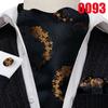 Barry.Wang Ascot Tie for Men Black&Gold Woven Silk Paisley Floral Cravat Pocket Square Cufflinks Set