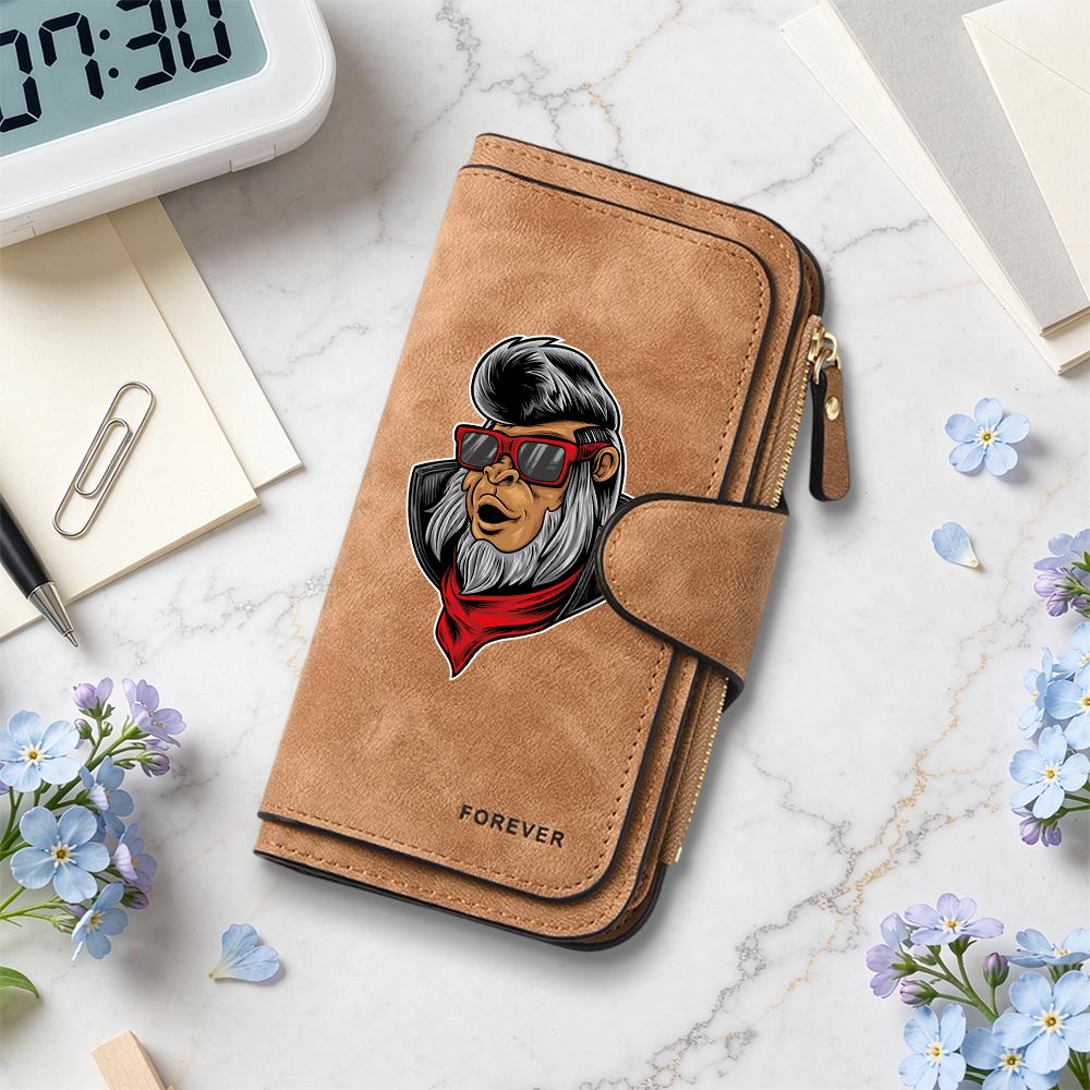 Cool Gorilla Print Long Wallet Fashion Casual Large Capacity Multi Card Slot Money Pouch Trendy Daily Use Purse