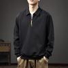 Осенний однотонный свитер Senior Sense для мужчин, ретро-полумолния, рубашка-поло с длинными рукавами, тяжелая свободная куртка-пуловер