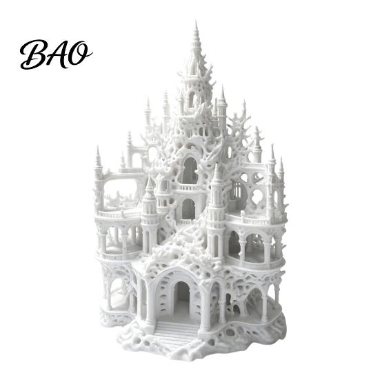 Freshwater Tank Decor Gothic Castle Aquarium Hideout, 3D Printed Betta Hide Cave, Fish Resin Free Landscaping Ornament, Decorative Coral Shelter