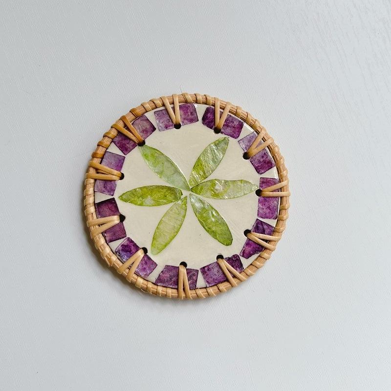 Handmade Seashell Art Coaster Seashell Coaster Handcrafted Seashell Flower Pattern Table Coasters Artistic for Home for Tables