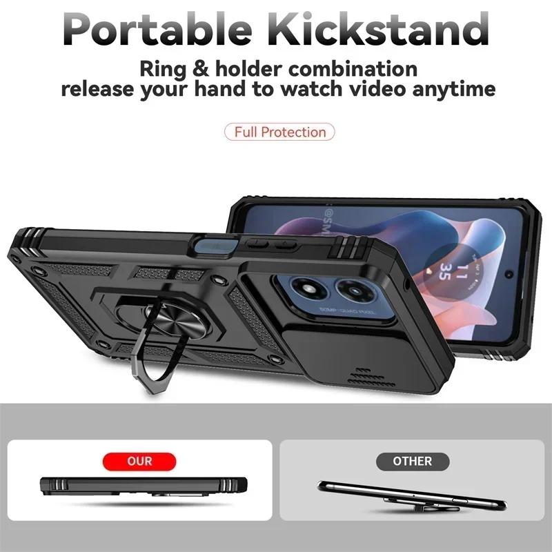 Противоударный чехол Armor для Motorola G PLAY G STYLUS G POWER 5G    edge  Крышка Держатель-кольцо Сдвижная защитная крышка