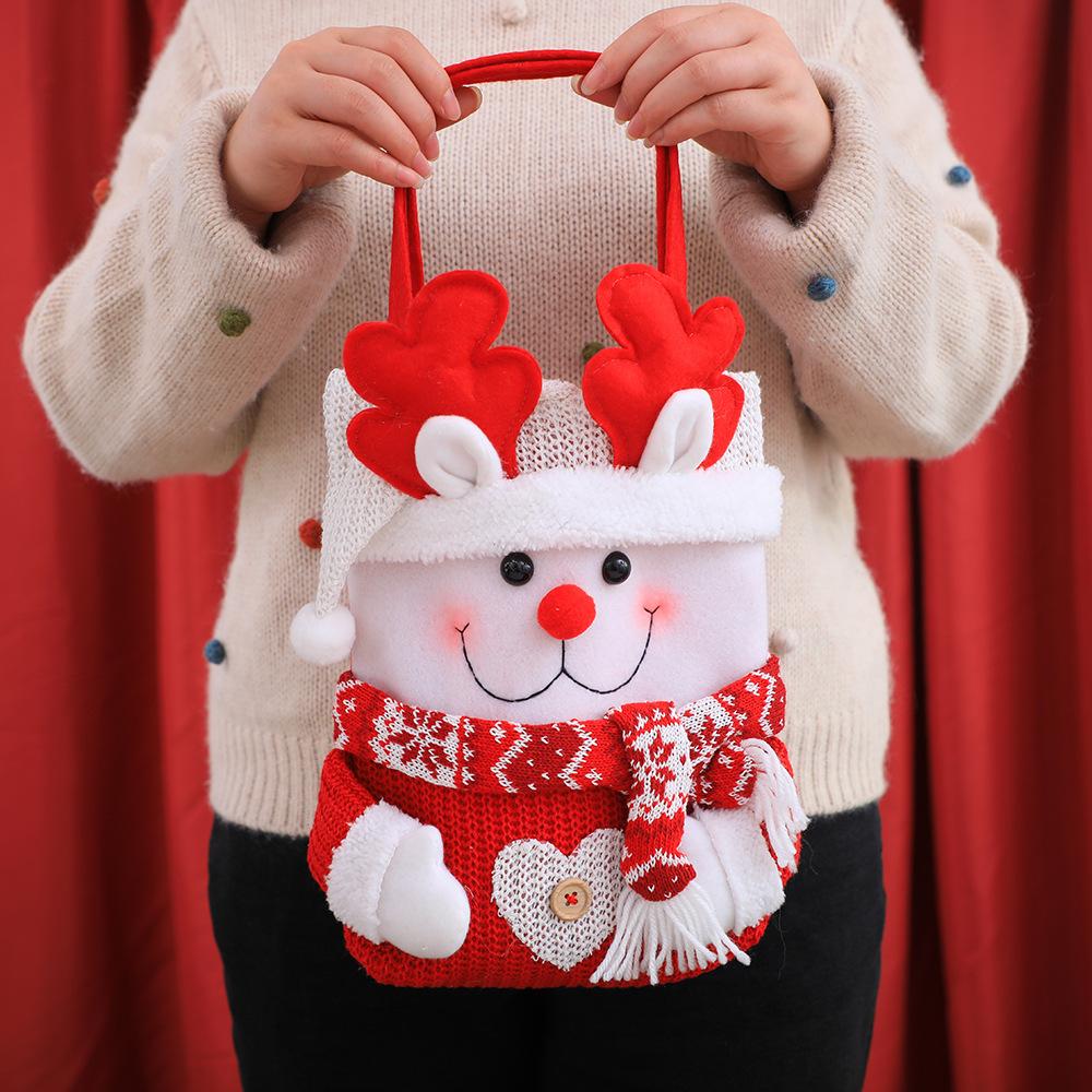Cartoon Christmas Eve Apple Bag Handheld Xmas Candy Bag Christmas Tote Bags Xmas Ornaments