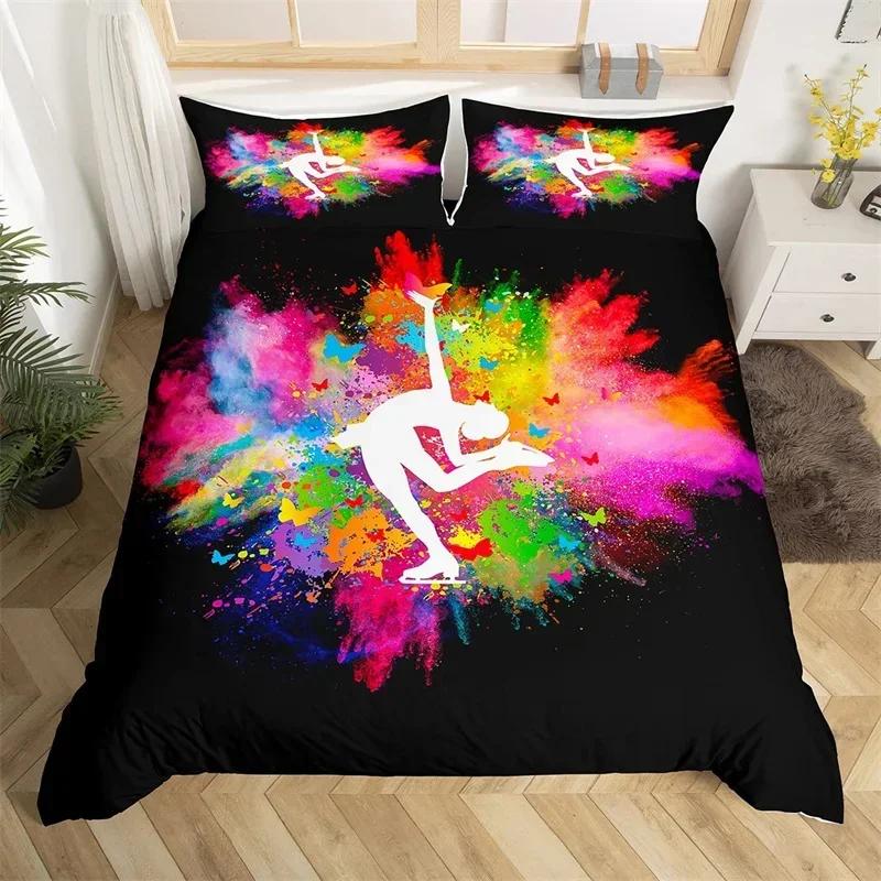 Комплект пододеяльника для гимнастики Радужный акварельный тай-дай Комплект постельного белья размера «queen» Микрофибра Пододеяльник для чирлидинга Для любителя йоги