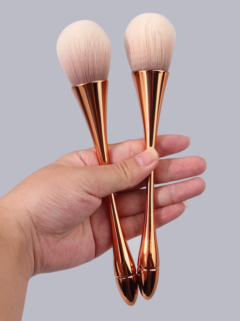 2pcs Rose Gold Professional Makeup Brush, Loose Powder Blush Brush, London Brush, Beginner's Daily Touch-up and Beauty Tool