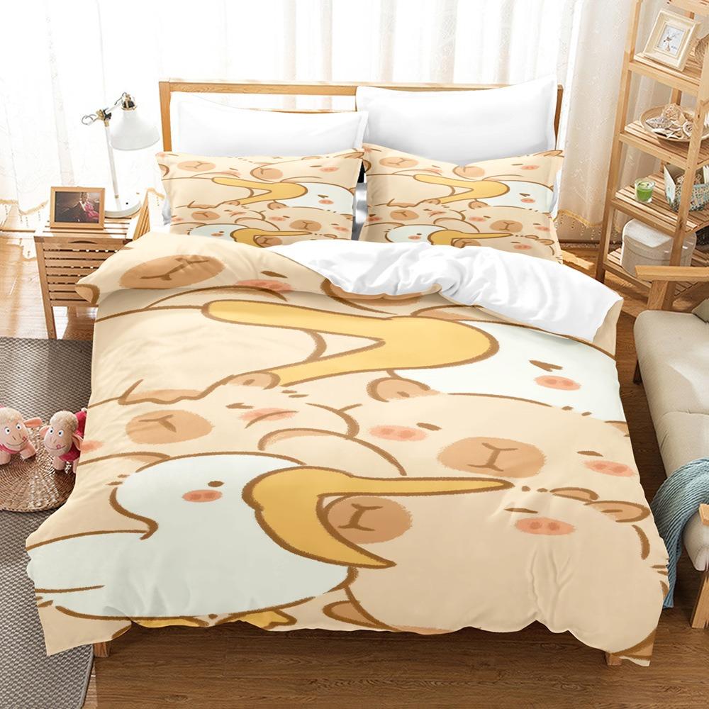 Милый Капибара 3D Печатный Постельный Комплект Пододеяльник Приятный к Коже 100% Полиэстер Наволочки Постельный Комплект для Взрослых и Детей Подарки