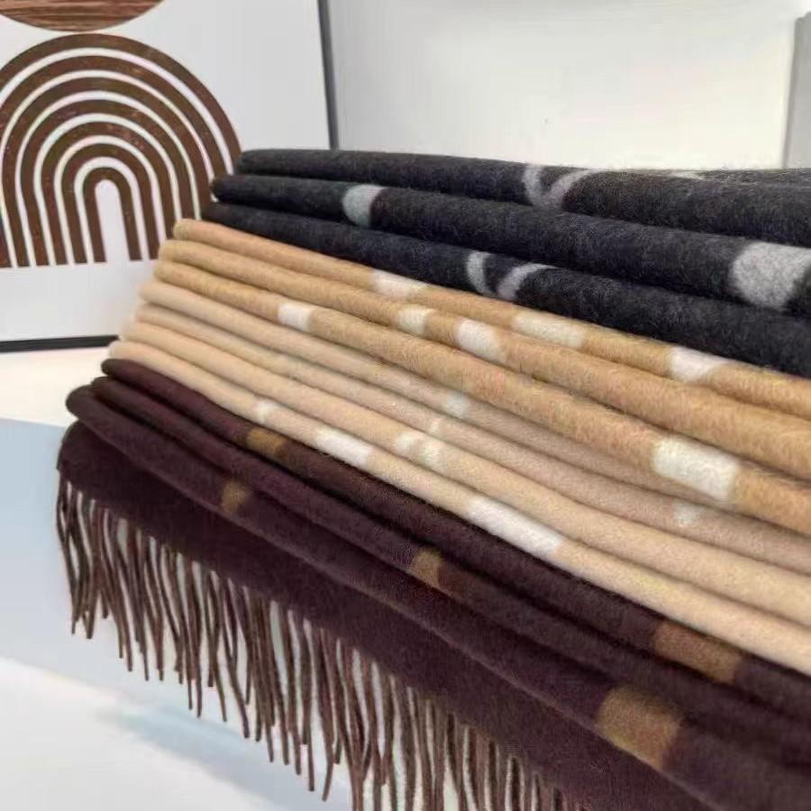 Double-sided Wool Cashmere Scarf Women's High-end Autumn and Winter Presbyopia Letter Shawl