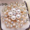 Women Brooch Snowflake Shape Rhinestone Faux Pearl Decor Anti-slip Wear-resistant Suit Coat Collar Hat Scarf Decoration Clothes Pin Prom Party