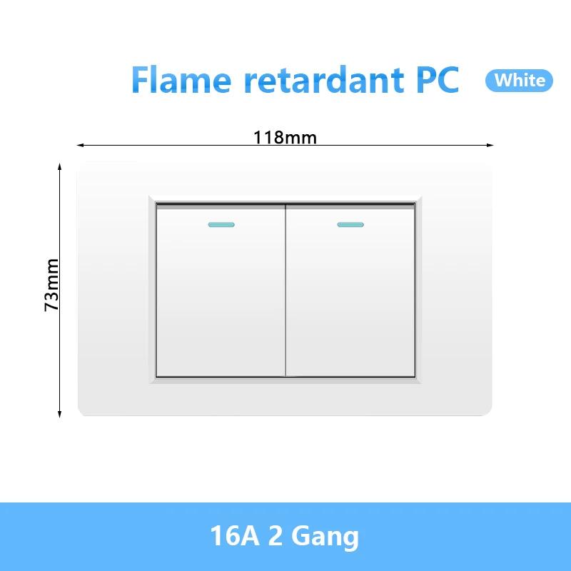 118 Тип Бразилия Корея Австралия США стандартный настенный выключатель света 16A панель ПК питание ВКЛ ВЫКЛ 1/2/3/4/Gang 2Way кнопочный переключатель