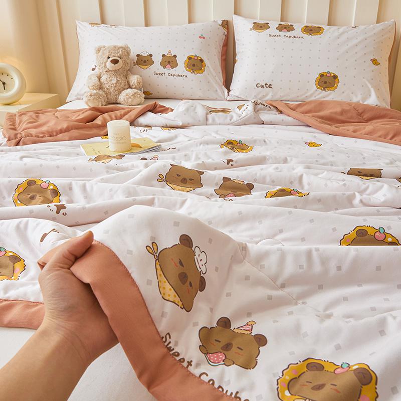 Flower Printed Summer Thin Comforter Comfortable And Breathable Queen/King Size Air-Conditioned Comforter Anti-Mite Summer Quilt