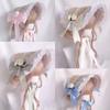 Ribbon Bow Beach Hat Girl Sun Hat for Elegant Tea Party Princess Beach Outdoor Travel