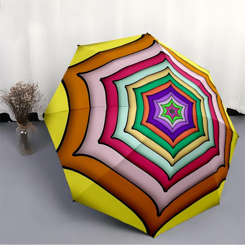 1pc Kaleidoscope Automatic Folding Umbrella - Portable Collapsible, 8-Rib Durable Frame, Perfect for Outdoor Use, yy251218098