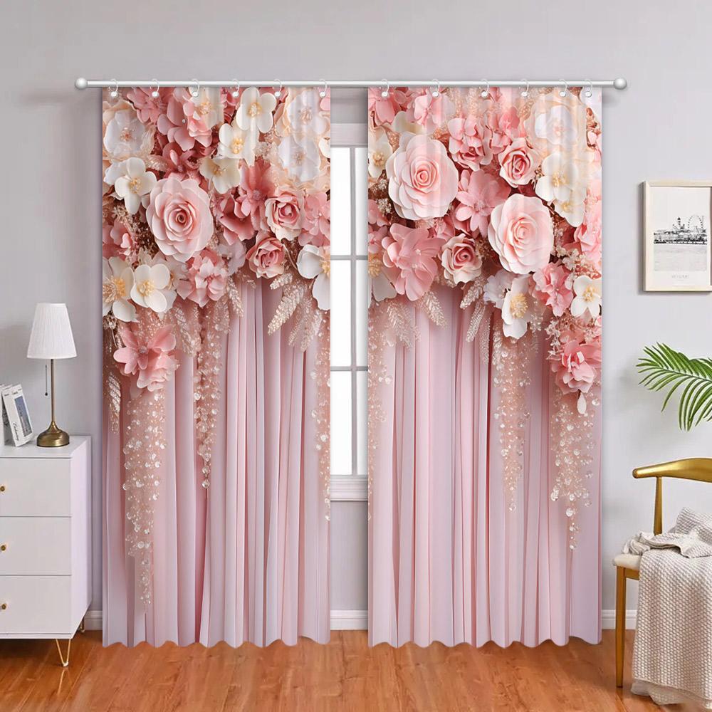 Красивый цветочный ламбрекен Шторы с 3D-печатью Гостиная Спальня Декоративная фоновая ткань Занавеска для ванной комнаты с крючками